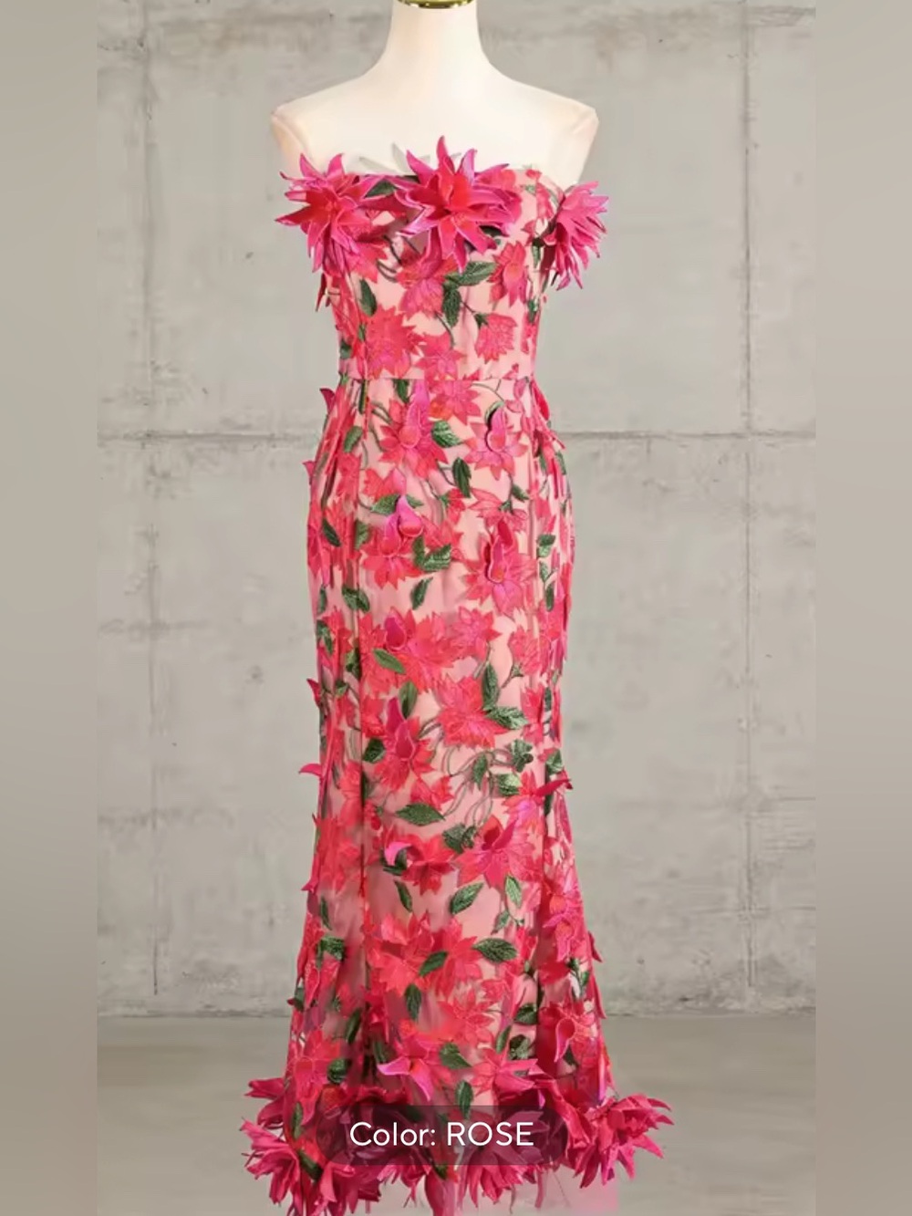 NEE $398 Peony Garden Dress Pink Floral Appliqué Dress - Picture 5 of 7